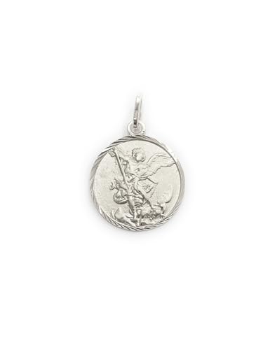 Medalla Colgante de San Miguel Arcángel en Plata de Ley. San Miguel Arcángel, defiéndenos en la Lucha. Sé Nuestro amparo contra la perversidad y asechanzas del Demonio