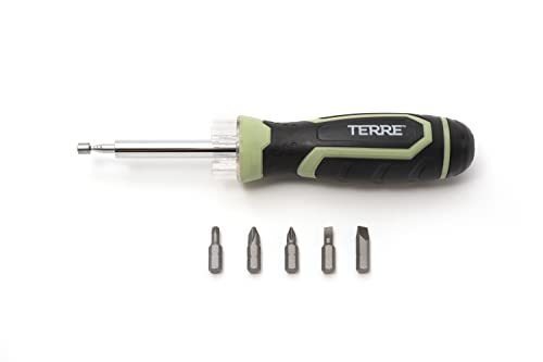 Terre Products, 6 in 1 Multitool Screwdriver, Nut Driver, All in One Screwdriver with Flashlight and Telescopic Magnetic Pick Up Tool, Multi Bit Screw Driver