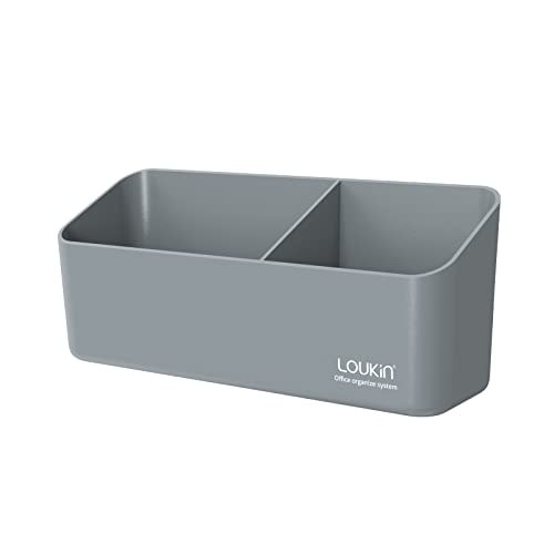 loukin Porta pennarelli magnetico e adesivo, vassoio per accessori cancellabile a secco, organizer magnetico per lavagne, vetro o frigoriferi (grigio)
