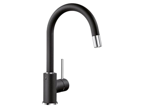 BLANCO MIDA-S | Küchenarmatur in anthrazit | Hochdruck | Mit herausziehbarem Schlauch | Rückflussverhinderer | Keramik Kartusche | Gesicherte Wasserqualität & wassersparend | [10,8x22,3x33,6 cm]