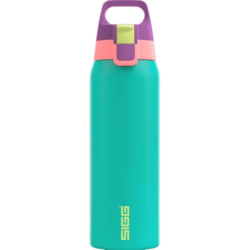 SIGG - Isolierte Trinkflasche - Thermosflasche Shield Therm One Multicolor Reef - kohlensäurehaltige Getränke - Auslaufsicher - Spülmaschinenfest - BPA-frei - 90% recycelter Edelstahl - Türkis - 0,75L