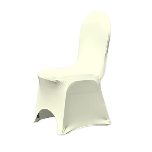 Spandex Banquet Chair Covers with Arched Front Design - Durable and Stylish Slipcovers for Wedding Receptions, Banquets, Parties, Restaurants, Special Events, and Celebrations - Ivory - 50 pcs