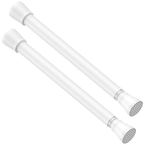 Image of White Tension Rods 16 to 26 2PCS Spring Curtain Rod No Drill Small Tension Rod Tension Curtain Rod Adjustable Curtain Rod Tension for Bookshelf Diy Projects Kitchen,Cupboard,Bathroom,Wardrobe