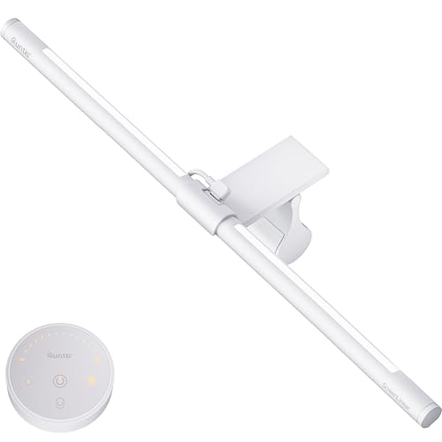 Quntis Lampara Monitor con Retroiluminación, 40cm Barra Luz de Monitor Curvo con Control Remoto y Regulación Continua, Protección Ocular Barra Luz Ordenador para el Hogar Oficina Estudio, Blanco