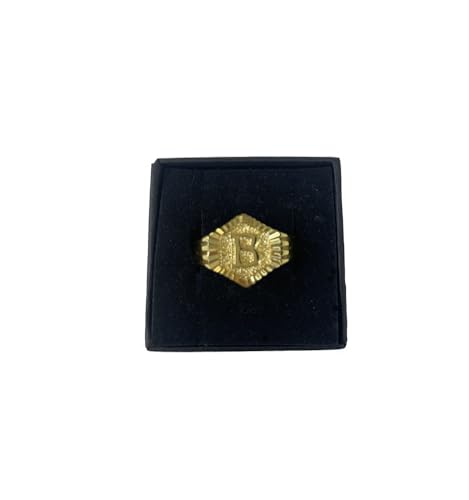 Image of 18k gold plated brass Hexagon shape initial ring already sized ring