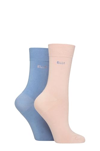 ELLE Ladies Bamboo Fibre Socks - Soft, Breathable & Cooling Plain Socks in a Multipack of 2 Pairs Sizes 4-8 (UK, Numeric, 4, 8, Regular, Regular, Parisian Rose)