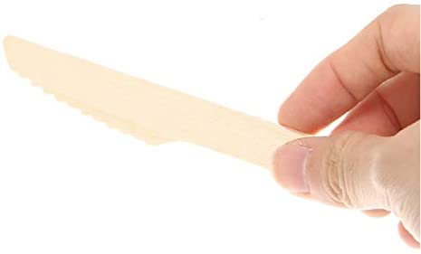 VIRSUS 500 Coltelli in Legno di Betulla, Posate monouso biodegradabili compostabili 100% Naturale, coltello bio lunghezza 16 cm