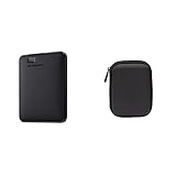 WD Elements Externe Festplatte 4 TB (USB 3.0-Schnittstelle, Plug-and-Play, kompakt und leicht) schwarz & Amazon Basics Schutzhülle für Externe Festplatten
