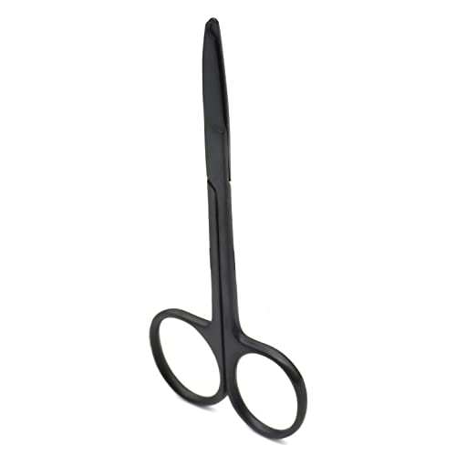 Image of 4.5 inch Stitch Scissors with Black Color Coating - Premium Quality Instrument- Delicate Hook - Perfect for Suture Removal, First Aid, EMS Training (Straight)