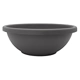 The HC Companies Shallow Planter with Drainage - Contemporary Garden Bowl Planter for Flowers, Herbs & More - Round Succulent Planter Pot for Indoors and Outdoors (13' Warm Gray, Pack of 1)