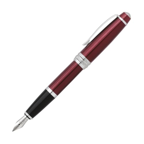Image of Cross Bailey Red Refillable Fountain Pen - Medium Point, Black Ink, Smooth Writing, Presented in a Premium Gift Box