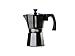 WECOOK! Bella Black Aluminium Stovetop Espresso Maker, Italian Moka Coffee Pot, 3 Cups (150 ml), Silicone Gasket & Safety Valve, Suitable for Gas, Electric & Ceramic Hobs – Not Induction Compatible