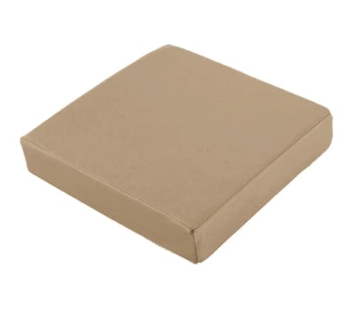 Cojín de jardín de 40/45/50 cm de grosor, para interiores y exteriores, impermeable, para jardín, hogar, columpio, comedor, patio (50 x 50 x 3 cm, caqui)