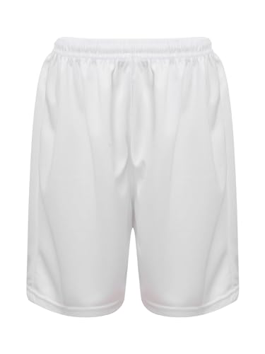 Doomiva - Doomiva Garcon Short de Sport Short Football Basketball Short Jogging Enfant Pantalons Foot Basket Fitness Pantalon de Survêtement 3-16 Ans Blanc 7-8 Ans