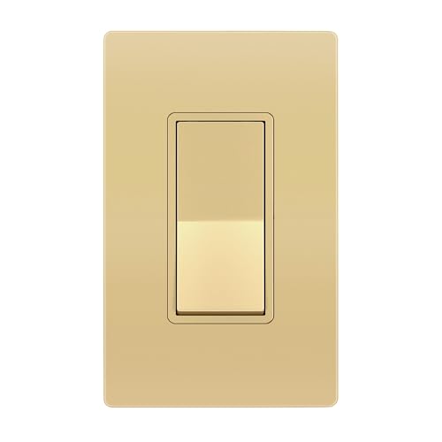 ENERLITES Elite Series Decorator Switch with Screwless Wall Plate Paddle Light Switch Single Pole 3 Wire Grounding Screw Residential Grade 15A 120V UL Listed 91150-GDWP Gold with Wall Plate