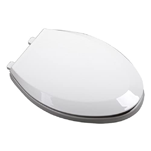 Bath Décor 2Q1E5-00 Premium Heavy Duty Commercial Plastic Toilet Seat with Vari-Adjust Lok-Down R'N'C Hinge and Quik-Lok Mounting Hardware, Elongated, White