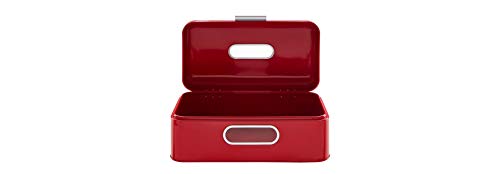 Echtwerk Brotkasten, Retro-Brotbox aus Metall mit Sichtfenster, Platzsparende Aufbewahrungsbox, Brotkorb mit Deckel, rot, 42, 5 x 23, 8 x 17 cm, Big