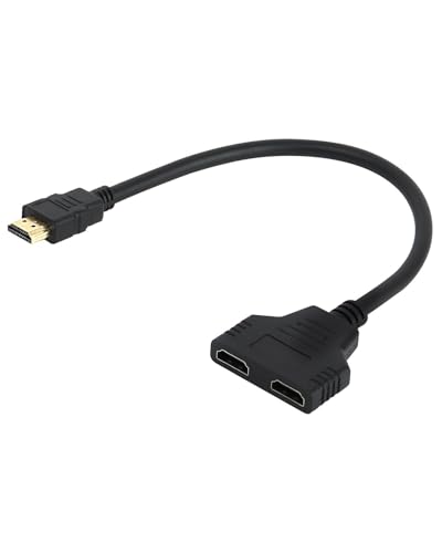 MDLSDE HDMI Splitter Adapter, 1080P HDMI Stecker auf Dual Buchse 1 auf 2 Wege Kabel Splitter Adapterkabel für HDTV LED LCD Monitor und Projektoren Unterstützt Gleichzeitige Anzeige Zwei Geräten