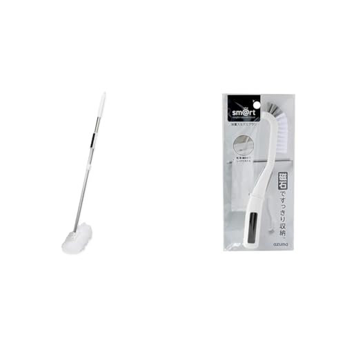 【セット買い】アズマ工業(Azuma Industrial) スマート 浴槽洗いFL 伸縮柄 本体 マグネット収納 水だけで汚れが落ちる 水切れが良い お風呂掃除 浴室用ブラシ 全長67〜99cm 拭き幅20cm sm@rt778 + 浴室スミズミブラシ