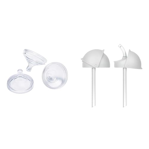 Image of Boon Nursh Silicone Baby Bottle Nipples and Straw Sippy Cup Lids for Boon Nursh Bottles - 3 Count Extra Slow Flow Nipples and 2 Count Conversion Straw Tops