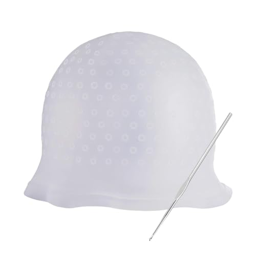 1 Pieza Gorro para Resaltar, Gorro de Peluqueria, Gorro Mecha Silicona Profissional, Accesorios de Pelo Tinte, Gorro para Teñir Cabello, Herramienta de Peluquería, Con Aguja de Gancho Metal