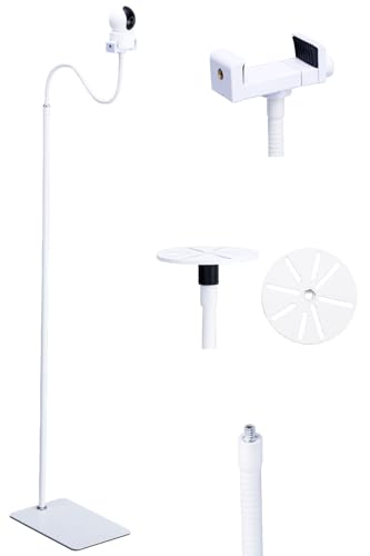 Image of LamYHeng 80"-31" Tall White Floor Holder Stand Mount for Security Cameras, 3.2lbs Base,Height Adjustable 31.5-80",Compatible with Baby Camera Monitor/Security Cameras/Pet Camera