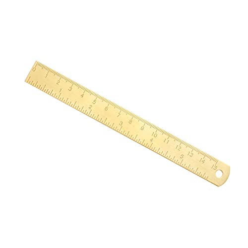 Kozelo Messing Gerade Lineal - [15cm x 6] Kupfer Messlineal mit Cm Zoll Doppel Skala für Linie Zeichnung Gold Ton