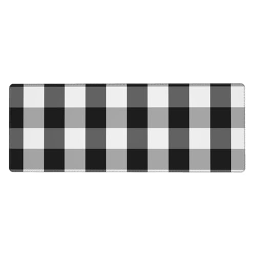 Tapis de souris grand format 80x30 cm à carreaux noirs et blancs pour bureau