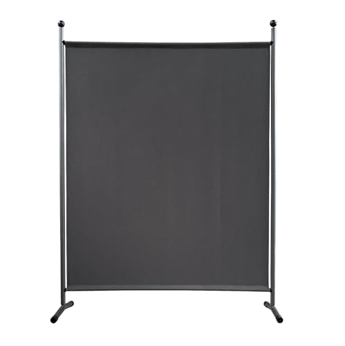 QUICK STAR Paravent Outdoor Wetterfest 150 x 190 cm Grau | Raumteiler Stellwand Innen | Garten & Balkon Sichtschutz Blickdicht