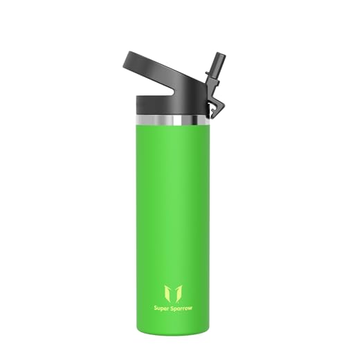 Super Sparrow Water Bottle Insulated - 750ml - Wide Mouth Metal Bottle - Wide Mouth SwivelSip Flask - BPA Free, Leak Proof - Ergonomic Straw Water Bottles for Work, Gym, Travel, Sports