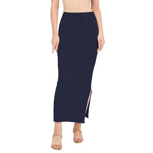 Image of DESI GIRL Cotton Lycra Stretchable Saree Shapewear Petticoat with Drawstring for Women | Fishcut Saree Petticoat with Side Slit for Easy Movement | Saree Shaper | Long inskirt