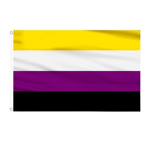 AhfuLife Nonbinary Flaggen 90 x 150 cm, 2 Stück Non Binary Flagge LGBTQ Flagge, The Gay Flag Non-binary Pride Flag Leuchtenden Farben mit Messing-Ösen für Pride Day Paraden LGBT Party Bar Dekoration