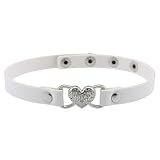 Zktfyshk Collar de cuero con corazón y diamantes de imitación para parejas, expresión de amor, corazón, cadena de cuello, One Size, Como se describe, como se describe