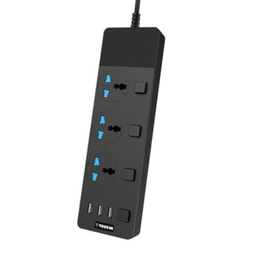 Extension Plug with 3 Way Universal Sockets 3 USB Slots, separate Switch Extension Lead Cable 5M Socket | Power Cable Cord | Home & Office | Multi Socket Plug Extension | Extension | Power Extension