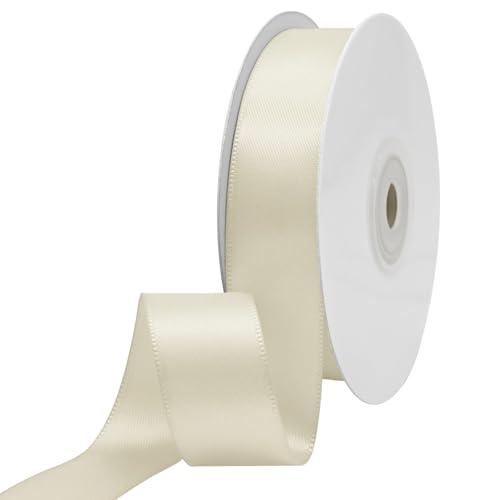 Ribtcute Double Faced Ivory Satin Ribbon 7/8 Inch Ivory Satin Ribbon for Gift Wrapping,Flower Bouquet,Bows,Crafts,Wedding,Invitation,25 Yards