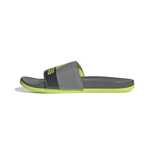 adidas Unisex Adilette Comfort Slide Sandal, Grey/Semi Solar Slime/Semi Solar Slime, 18 US Men