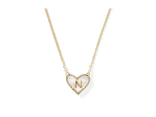 Kendra Scott Womens Heart Letter N Short Pendant Necklace Gold Ivory Mother Of Pearl One Size One Size