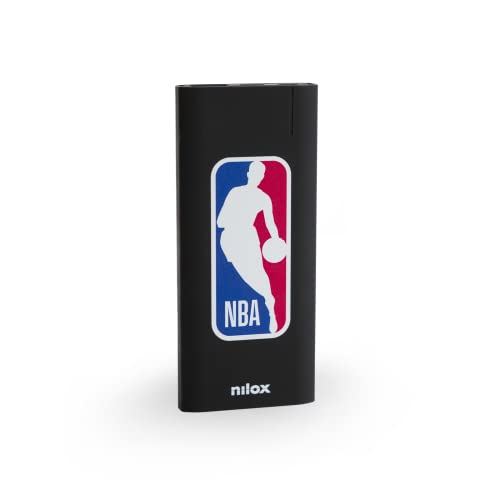 Nilox, Power Bank Black NBA, Power Bank con Dual input Micro USB e USB-C, Batteria da 5000 mAh, Ricarica in 3 Ore, Dimensioni 12x5x1 cm, Peso 100 gr