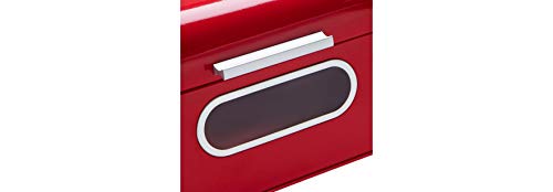 Echtwerk Brotkasten, Retro-Brotbox aus Metall mit Sichtfenster, Platzsparende Aufbewahrungsbox, Brotkorb mit Deckel, rot, 42, 5 x 23, 8 x 17 cm, Big