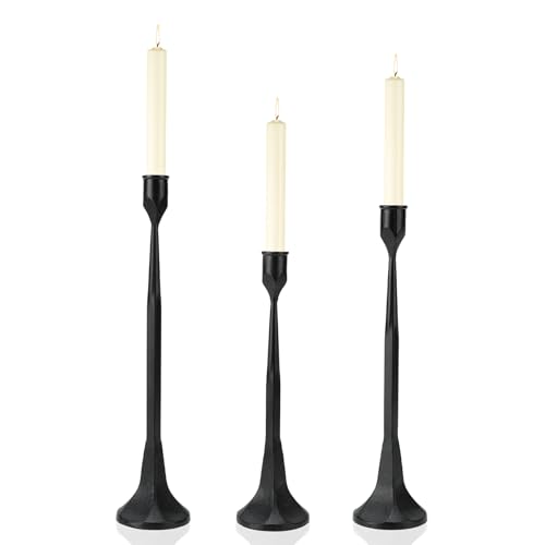 Black Taper Candle Holder Iron Taper Candle Stick Holders for Table Decor, Wedding, Party (BK)