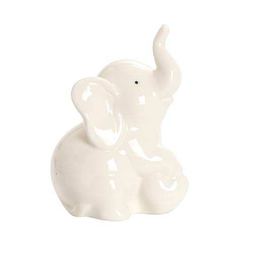 Estatua de elefante blanco en cerámica estilo moderno miniatura 5