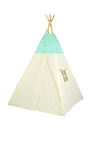Tipoo tipi (44) tipi-tent speeltent katoenen kindertent met 3 kussenmatras, stabiele tent voor een meisje en een meisje voor thuis en in de tuin,beige - Afbeelding 7
