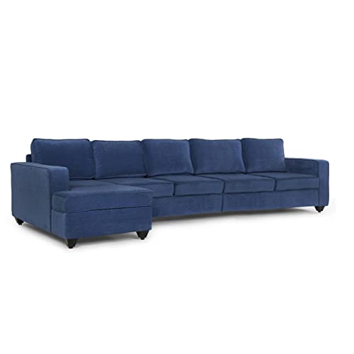 Image of Wakefit Sofa Set | 3 Year Warranty | Sofa 3 Seater, 3 Seater Sofa for Living Room, Wooden Sofa Set, 4 Seater + Left Aligned, Sofa for Living Room - Napper(Malphino : Cobalt Blue)