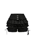 Verdusa Women's Plus Size Bloomer Y2K Gothic Skirt Bow Lace Trim Ruffle Bloomer Shorts Black XX-Large Plus