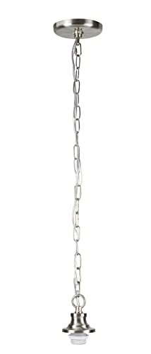Image of Aspen Creative 21052-21, Indoor Pendant Light Kit, 6' SPT-1 Silver Wire / 5' Steel Chain. Socket Cup:3-1 /8 inch W x 1-5 /8 inch H Suitable:11-1 /2 inchD. to 16 inch D. Pendant Shade. Satin Nickel.1 Pack