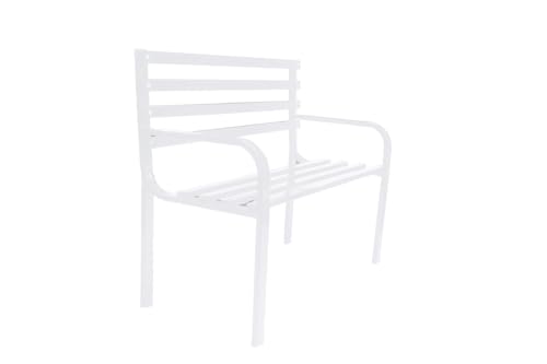 Image of Amazon Brand - Solimo Metal 2 Seater Garden Bench | Durable Outdoor Park Bench for Balcony Patio Terrace, Living Room | Ideal Indoor and Outdoor Seating Furniture (White)