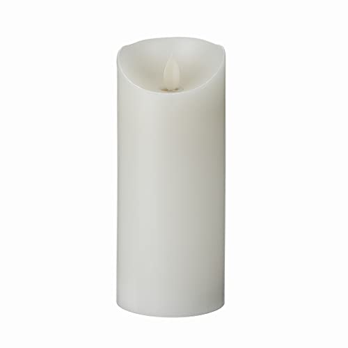 Image of Fire Tek 3 x 7 Inch Flameless Pillar Candle, 1 Programable LED Pillar Candle - Dancing Flame, For Home, Weddings, And Parties, White Real Wax Battery Pillar Candle, Remote Sold Separately,