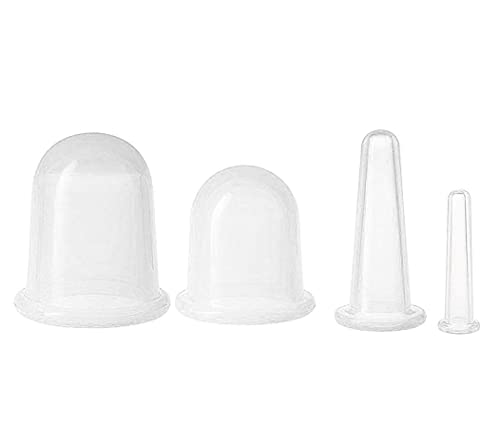Finever Silicone Therapy Sets Vacuum Suction Cup Anti Cellulite Cupping for Body Massager Clear Color (4 Cups)