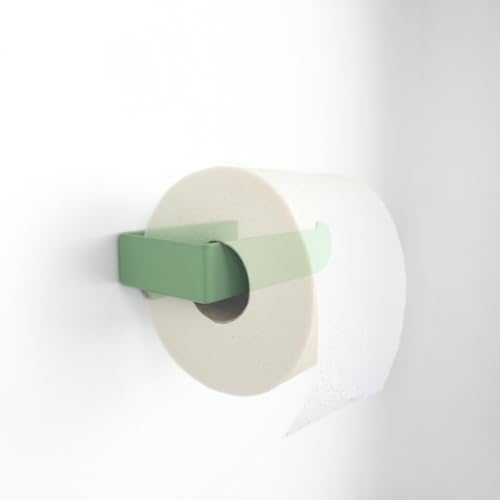 Toilettenpapierhalter zum Kleben oder Bohren in Grün – Selbstklebender Klopapierhalter aus Metall, WC Rollenhalter Pastellgrün, moderner Klorollenhalter ohne Bohren salbeigrün - Made in Germany