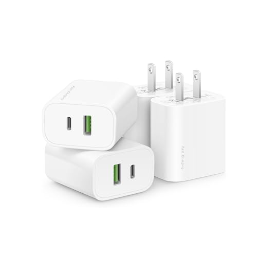 4 Pack USB C Charger Block,20W USB-C & USB-A Port Charger，for i Phone 17/16/15/14/13/12/11/X/8, i Pad and...